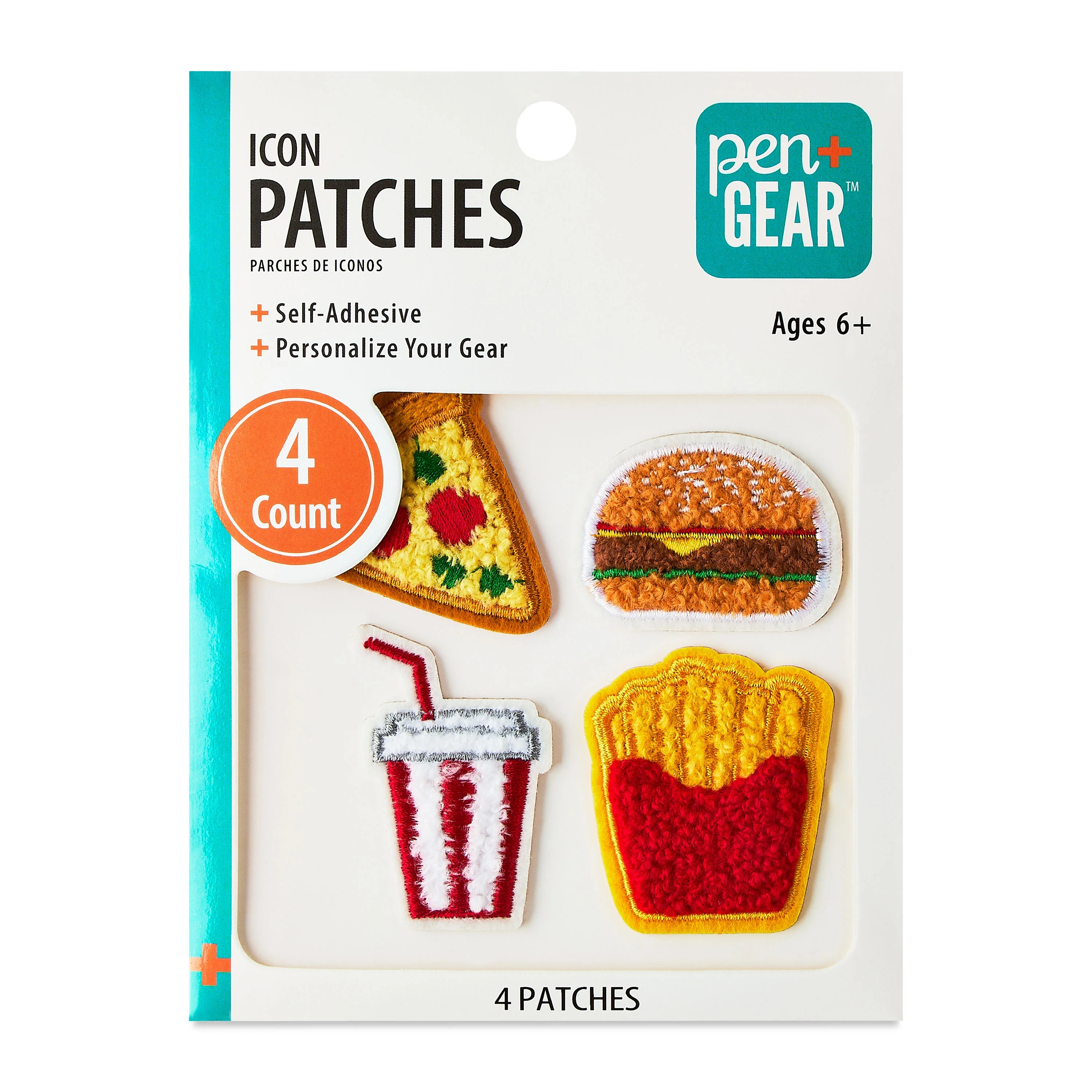 Pen+Gear Multi-Color Food Chenille Patch Stickers, 4 Count | Walmart (US)