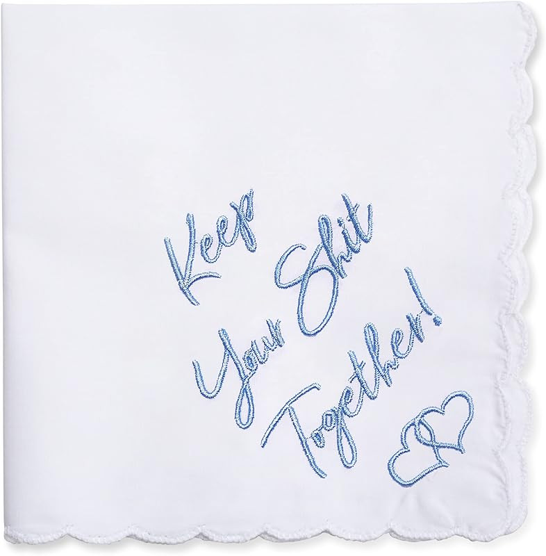 W&F GIFT Something Blue Wedding Gift Embroidered Handkerchief | Keep Your Shit Together! | Weddin... | Amazon (US)