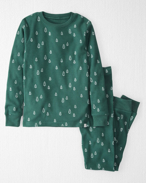 Kid Organic Cotton Christmas Tree Print Waffle Knit Pajamas | Carter's Inc
