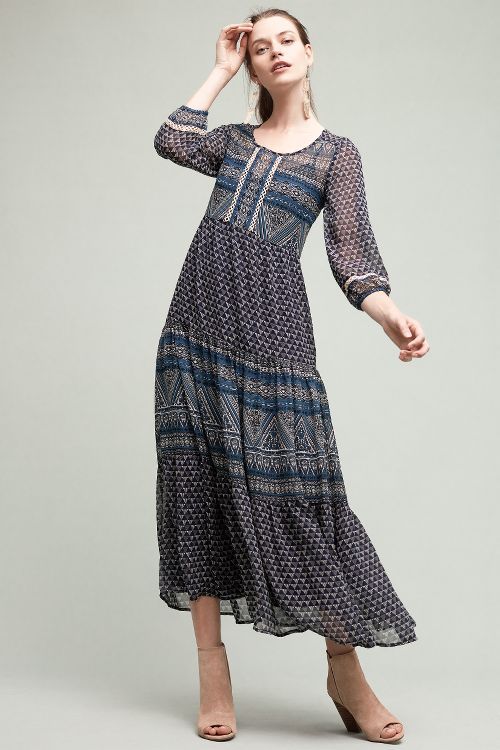New Geometry Tiered Maxi Dress | Anthropologie (US)