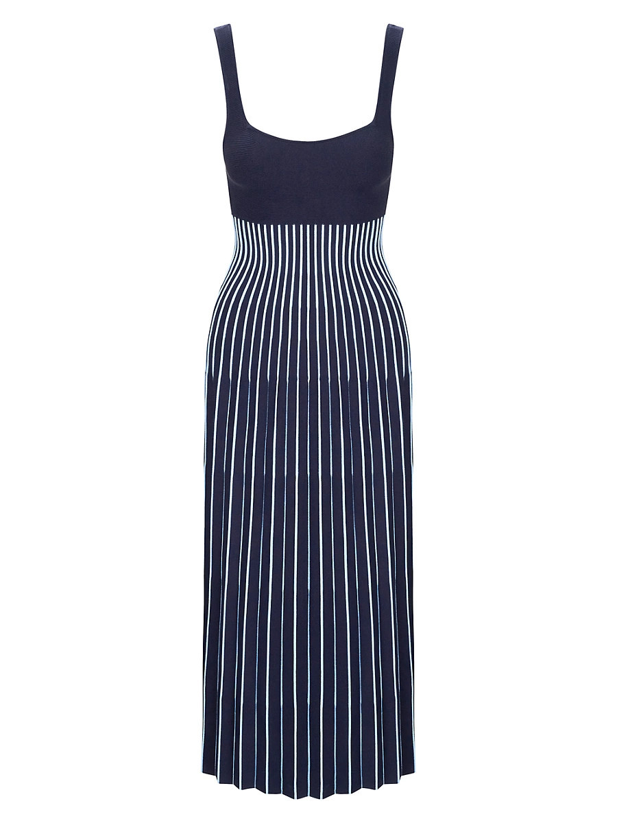 Women's Ellison Pleated Midi-Dress - Navy Clear Blue - Size Small | Saks Fifth Avenue