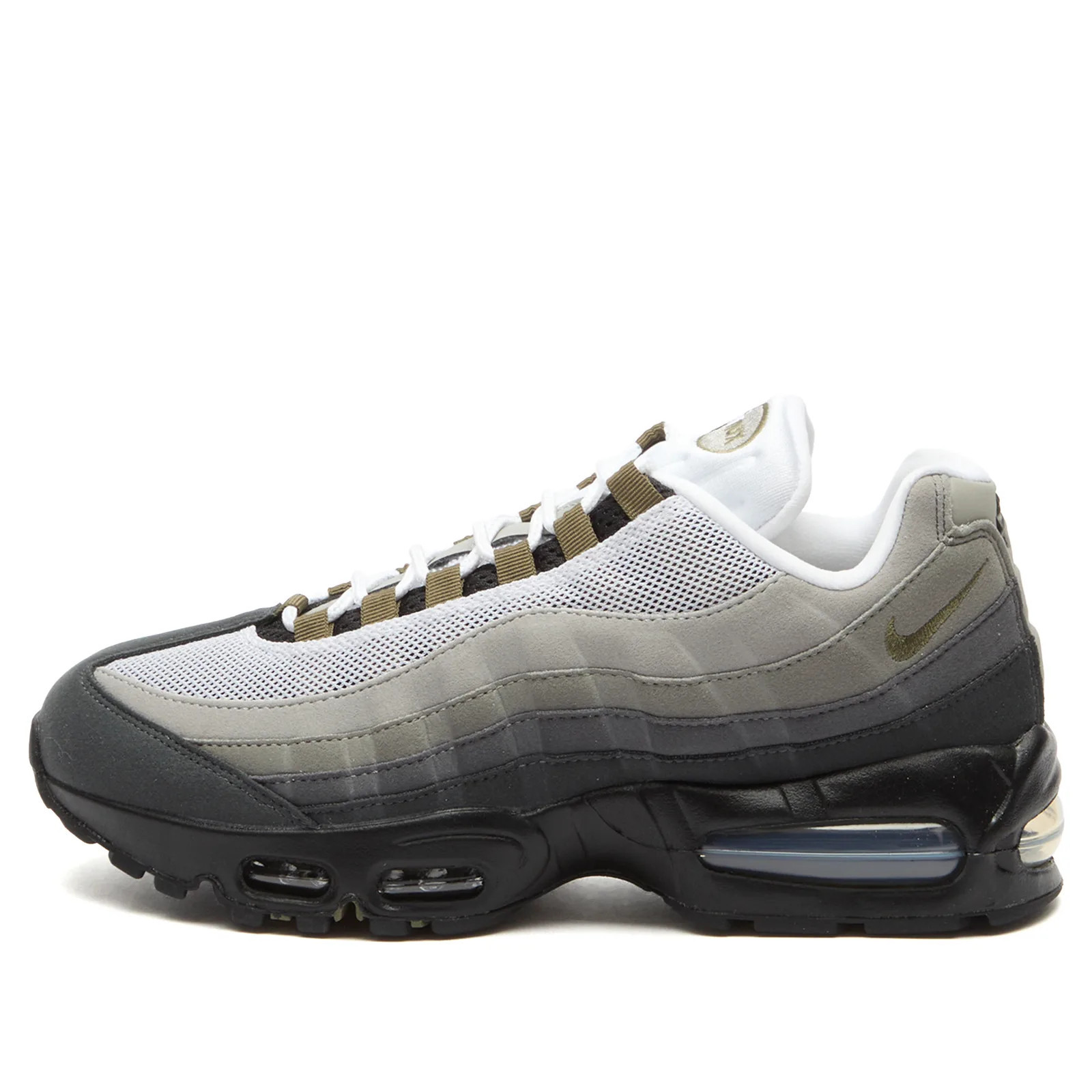 Nike Women's Air Max 95 Big Bubble Sneaker in Black/Medium Olive/Light Graphite, Size UK 5 | END. Clothing