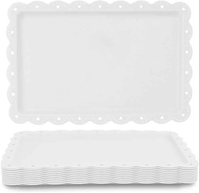 Food Tray, 12 Pack Serving Tray Serving Platter Cookies Dessert Plates,Disposable Plastic Serving... | Amazon (US)