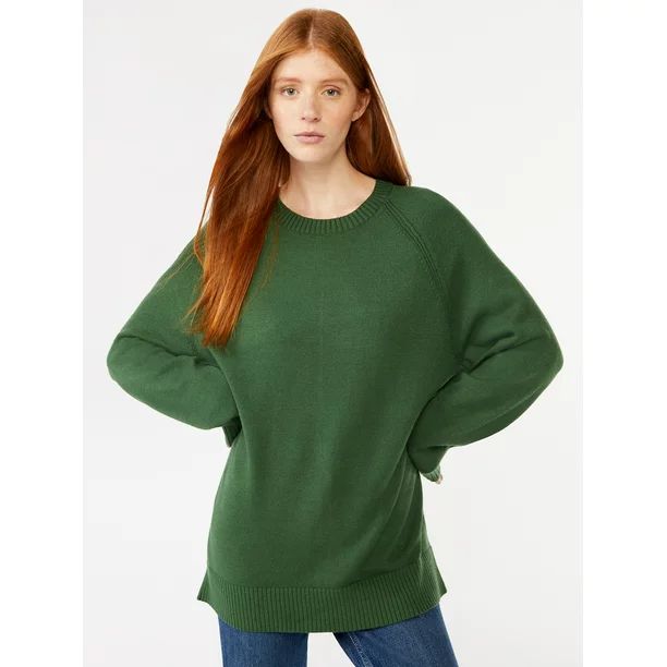 Free Assembly Women's Tunic Sweater with Long Raglan Sleeves, Midweight - Walmart.com | Walmart (US)