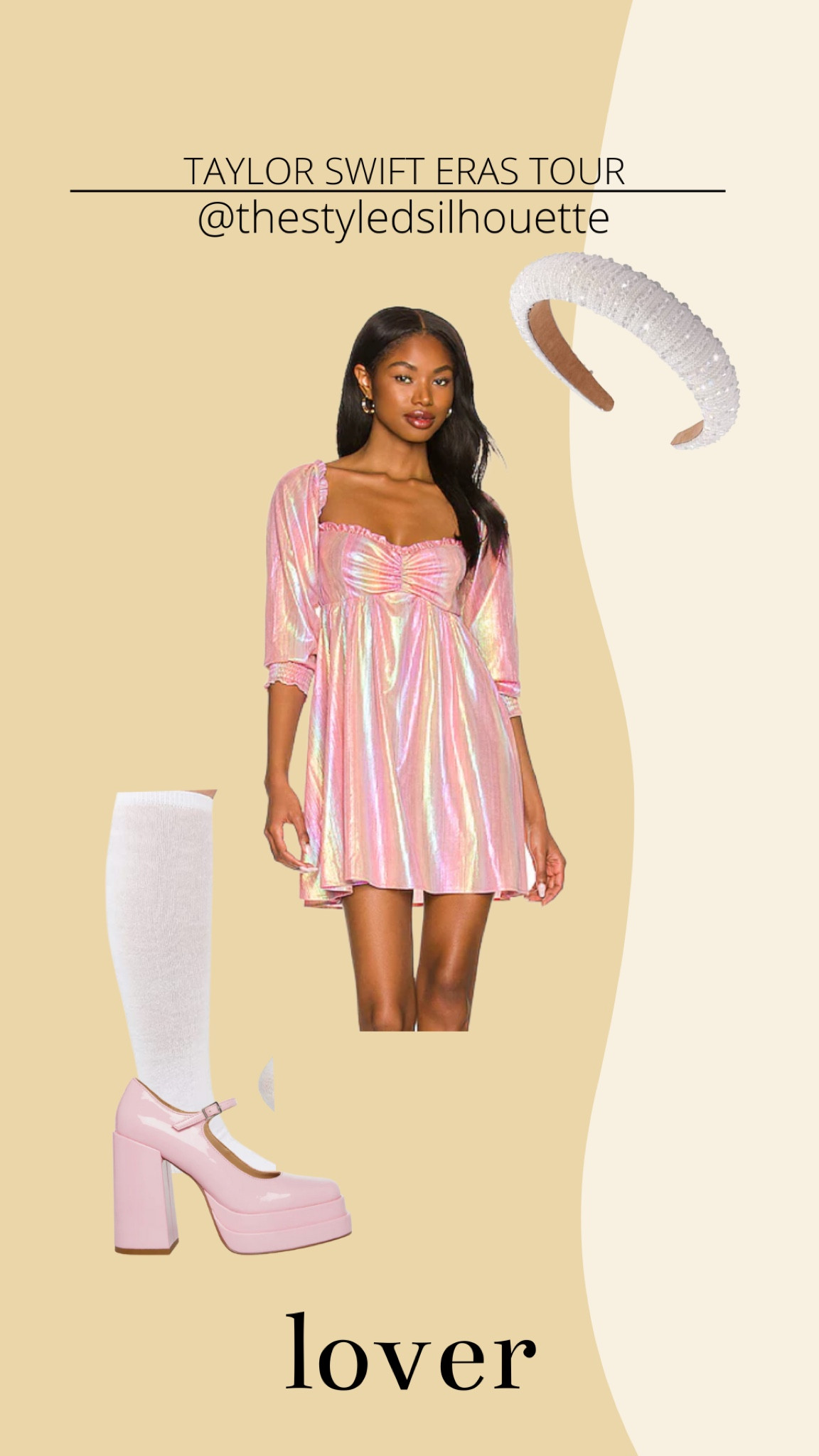 Taylor swift eras tour// beaded headband// pink dress// white sock// pink Mary Jane heels 

#LTKstyletip #LTKSeasonal #LTKHoliday