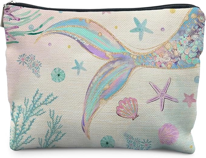 Mermaid Gifts for Women Girl, Mermaids Tail Makeup Bag Cosmetic Bag for Purse, Ocean Beach Coasta... | Amazon (US)