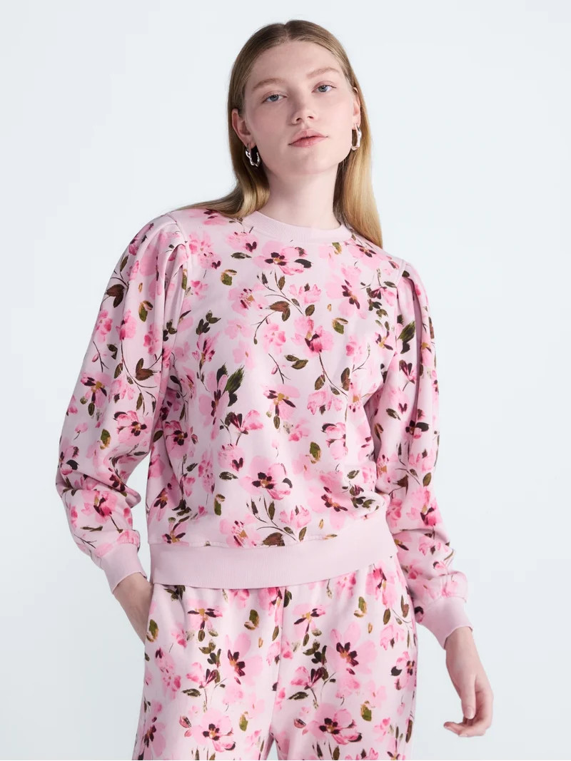 Scoop Women\u2019s and Women's Plus Pleat Shoulder Sweatshirt, Sizes XS-4X | Walmart (US)