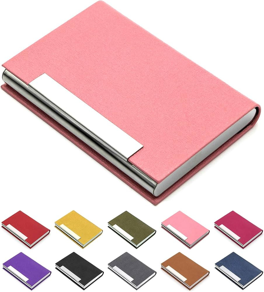Padike Business Card Holder, Business Card Case Professional PU Leather & Stainless Steel Multi C... | Amazon (US)