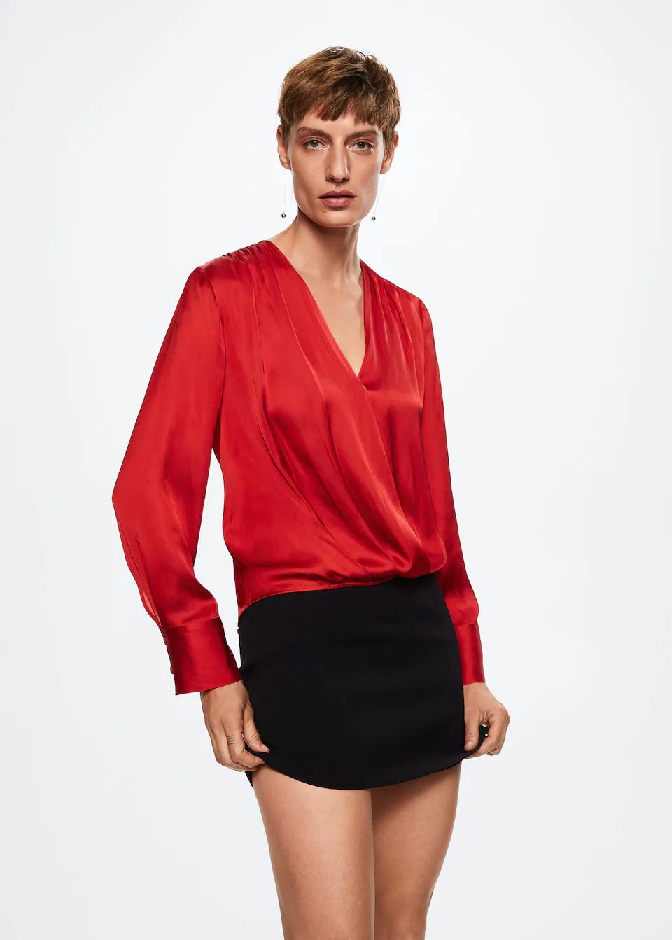 Wrap V-neckline blouse | MANGO (US)