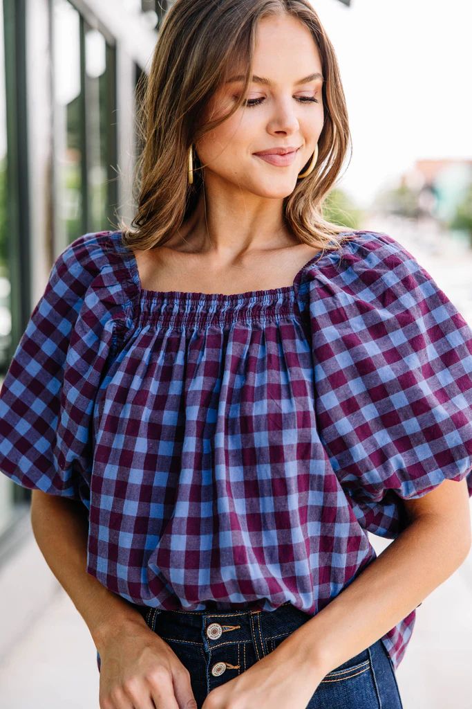 Just The Beginning Wine Red Gingham Blouse | The Mint Julep Boutique