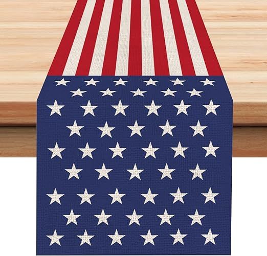 ARKENY American Stars and Stripes Flag Table Runner 13x72 Inches 4th of July Patriotic Memorial D... | Amazon (US)