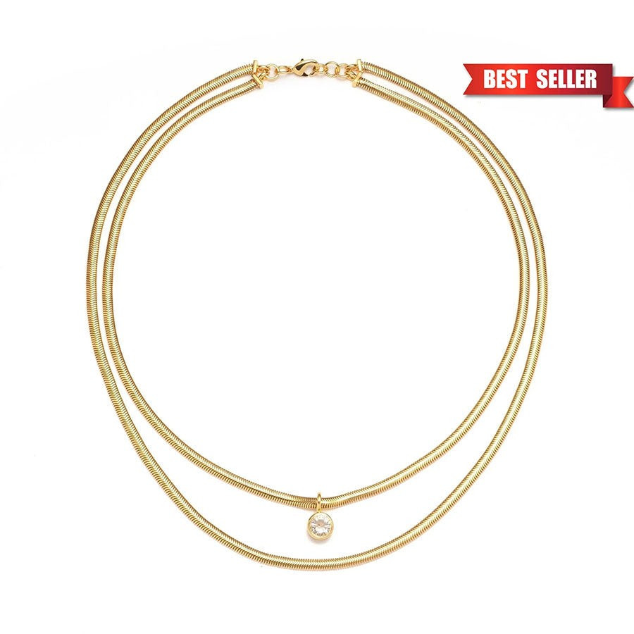 Lucile Snake Chain Pendant Necklace | BONHEUR JEWELRY