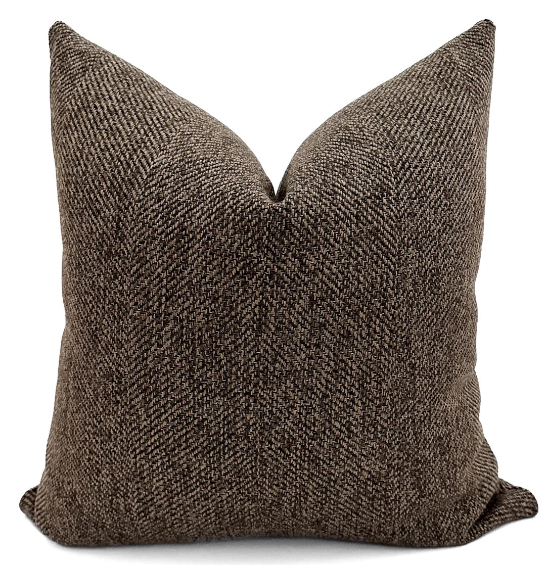 Almond Jumper Pillow Cover, Brown Pillow Cover, Basket Weave Pillow, Designer Pillow, Neutral Pil... | Etsy (US)