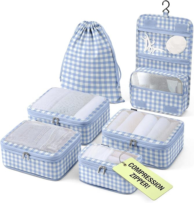 Vandel Space-Saving Compression Packing Cubes for Women with Hanging Toiletry Bag, Laundry Bag, C... | Amazon (US)