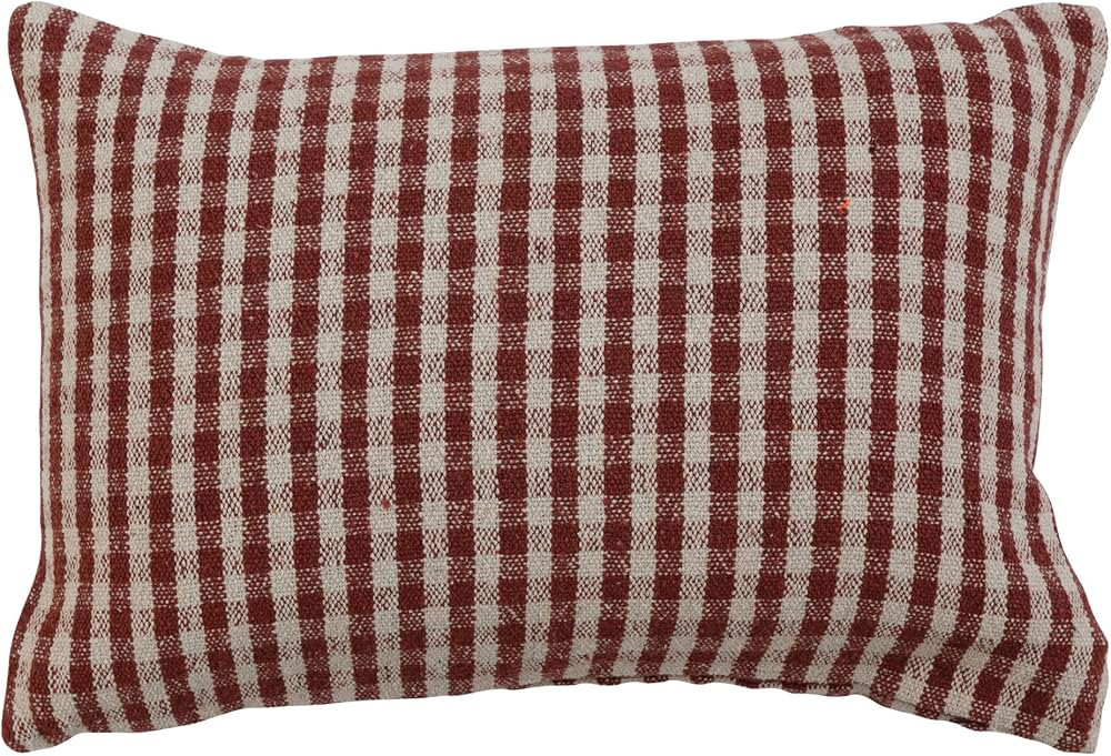 Creative Co-Op Woven Recycled Cotton Blend Lumbar, Red and White Pillow Covers, 24" L x 16" W x 0... | Amazon (US)