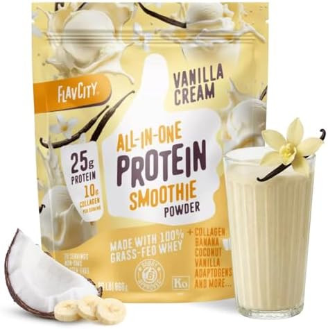 FlavCity Vanilla All in One Protein Shake Powder - On the Go Meal Alternative + Collagen Peptides... | Amazon (US)