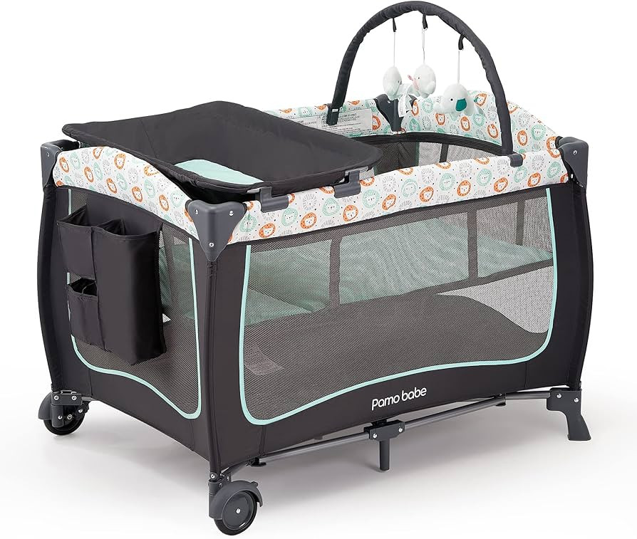 Pamo Babe Portable Crib for Baby Nursery Center Playard Baby Playpen Travel Crib Diaper Changer w... | Amazon (US)