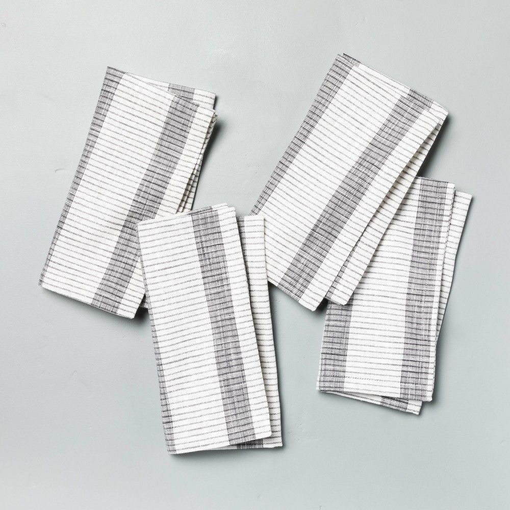 4pk Bold Stripes Napkin Set Dark Gray - Hearth & Hand with Magnolia | Target