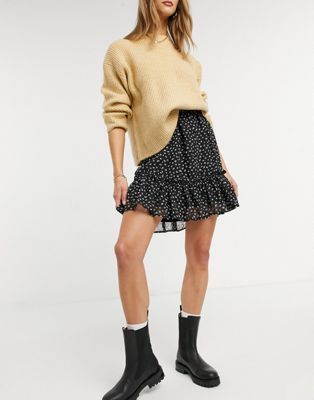 Vila mini ruffle detail skirt in polka dot | ASOS (Global)