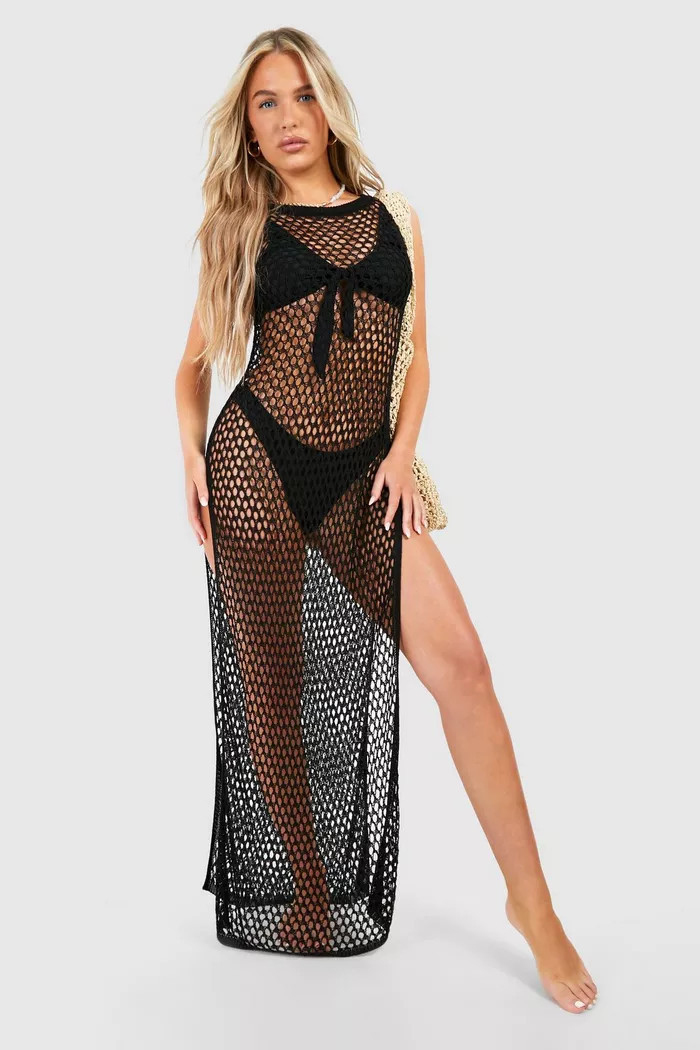 Crochet Cover-up Beach Maxi Dress | Boohoo.com (UK & IE)