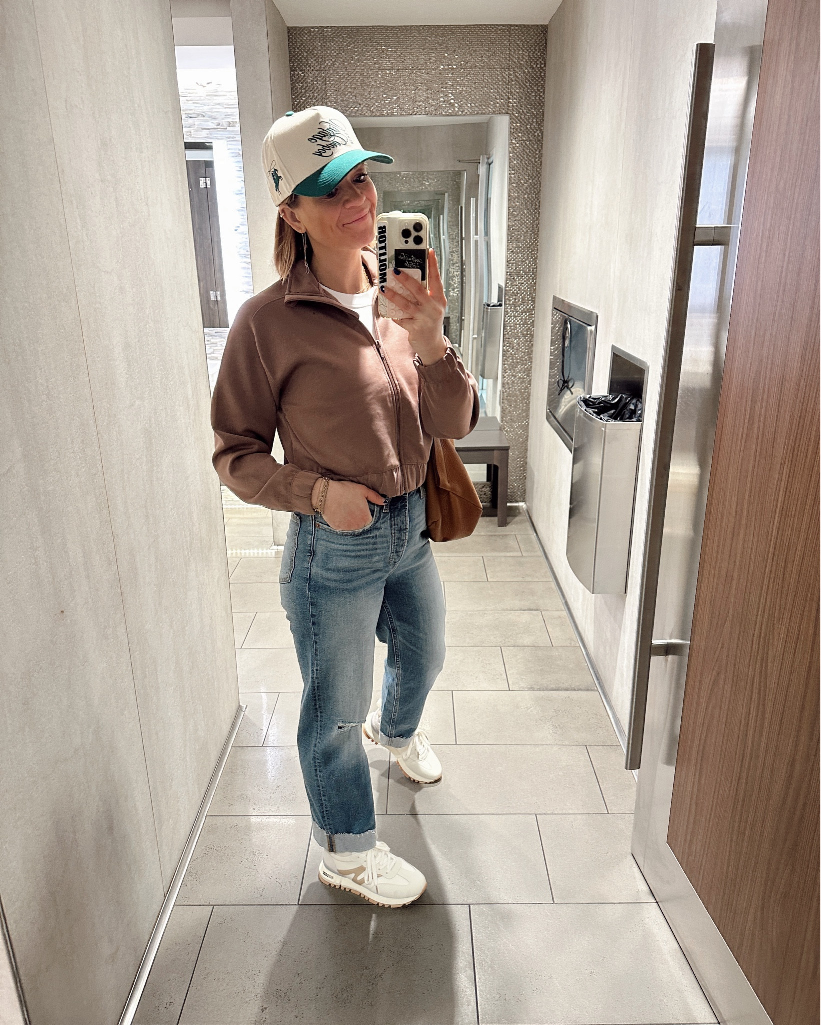 Travel outfit! ✈️ light weight & buttery soft zip up on sale, as well as my sneakers. Pants under $30 too. Jamie’s golf hat linked as well. 

#LTKTravel #LTKOver40 #LTKActive