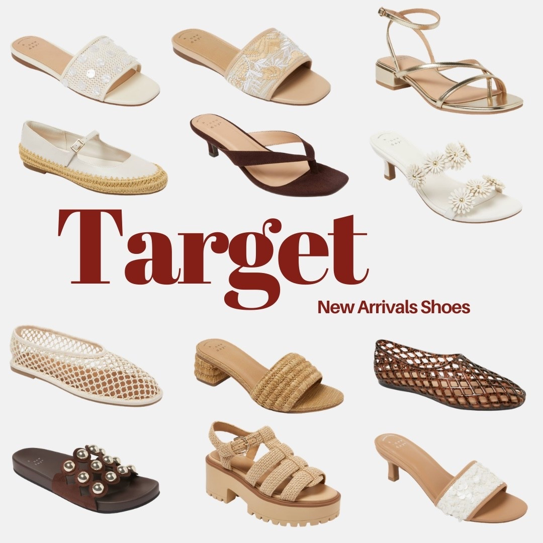 @Target new arrivals shoe edit is everything this season! 👡 From pearl embellished kitten heels and gold strappy sandals to floral slide mules, raffia heels, woven loafers and chunky platform sandals — there is a perfect spring shoe here for every style and every occasion.