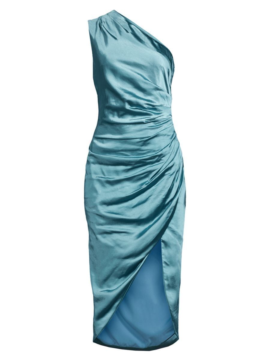 Cassini Satin One-Shoulder Dress | Saks Fifth Avenue