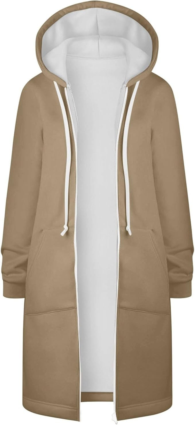 Hooded Cardigan For Women Fashion Casual Print Long Jacket Drawstring Knee Length Sweatshirts Lon... | Amazon (US)