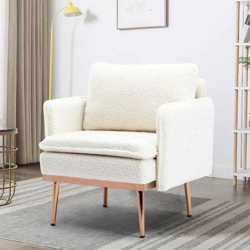 JINS & VICO Modern Accent Chair, Upholstered Arm Chair with Solid Golden Metal Legs,Comfy Sofa Ch... | Walmart (US)