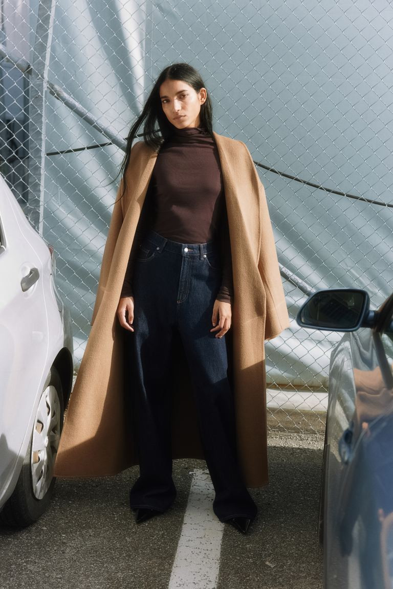 Pima cotton polo-neck top - Dark brown - Ladies | H&M GB | H&M (UK, MY, IN, SG, PH, TW, HK)