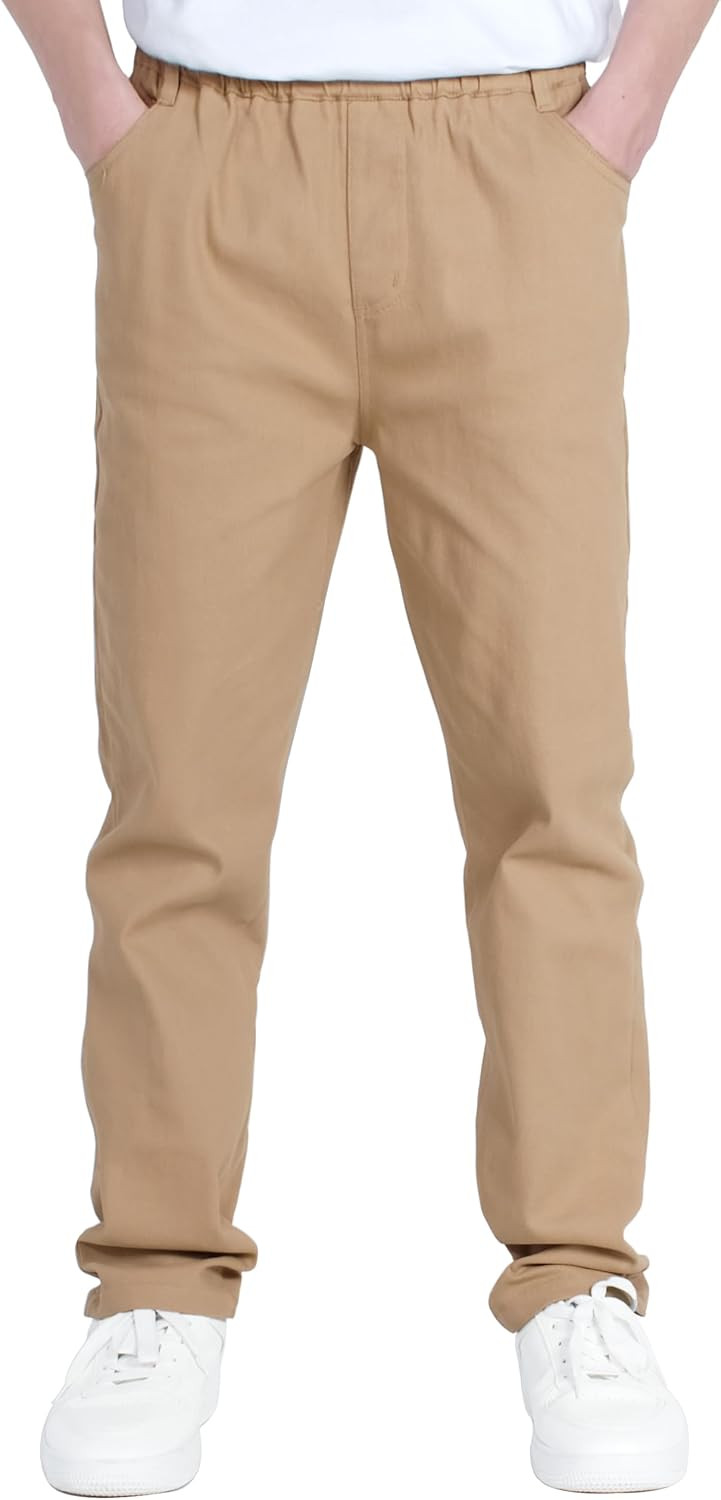 CAMLAKEE Boys Pull-On Chino Pants Stretch School Uniform Slacks | Amazon (US)