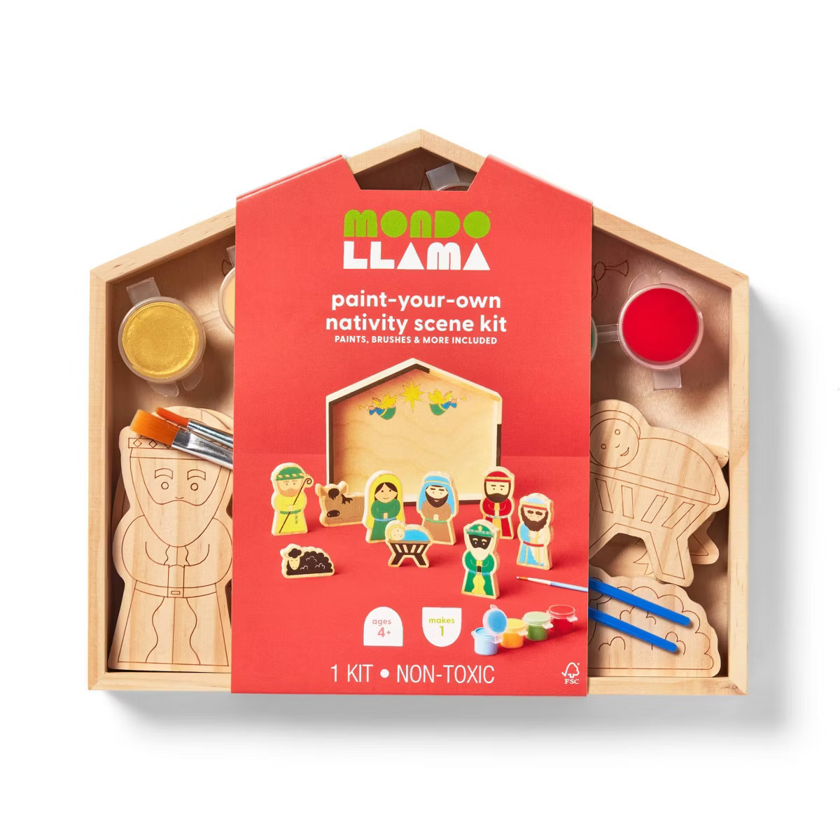 Christmas Craft Wooden Nativity Scene Painting Activity Kit - Mondo Llama™ | Target