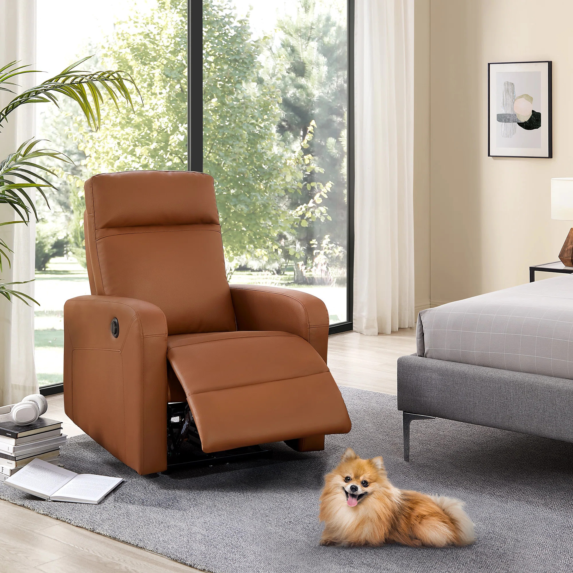 Bryoni 28.5" Wide Faux Leather Electric Power Recliner | Wayfair North America