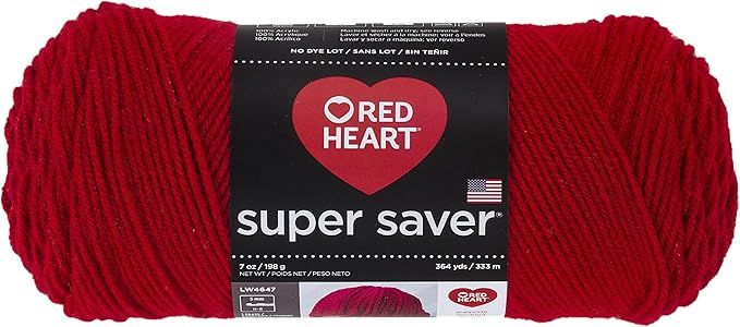 RED HEART Super Saver Yarn, Cherry Red | Amazon (US)