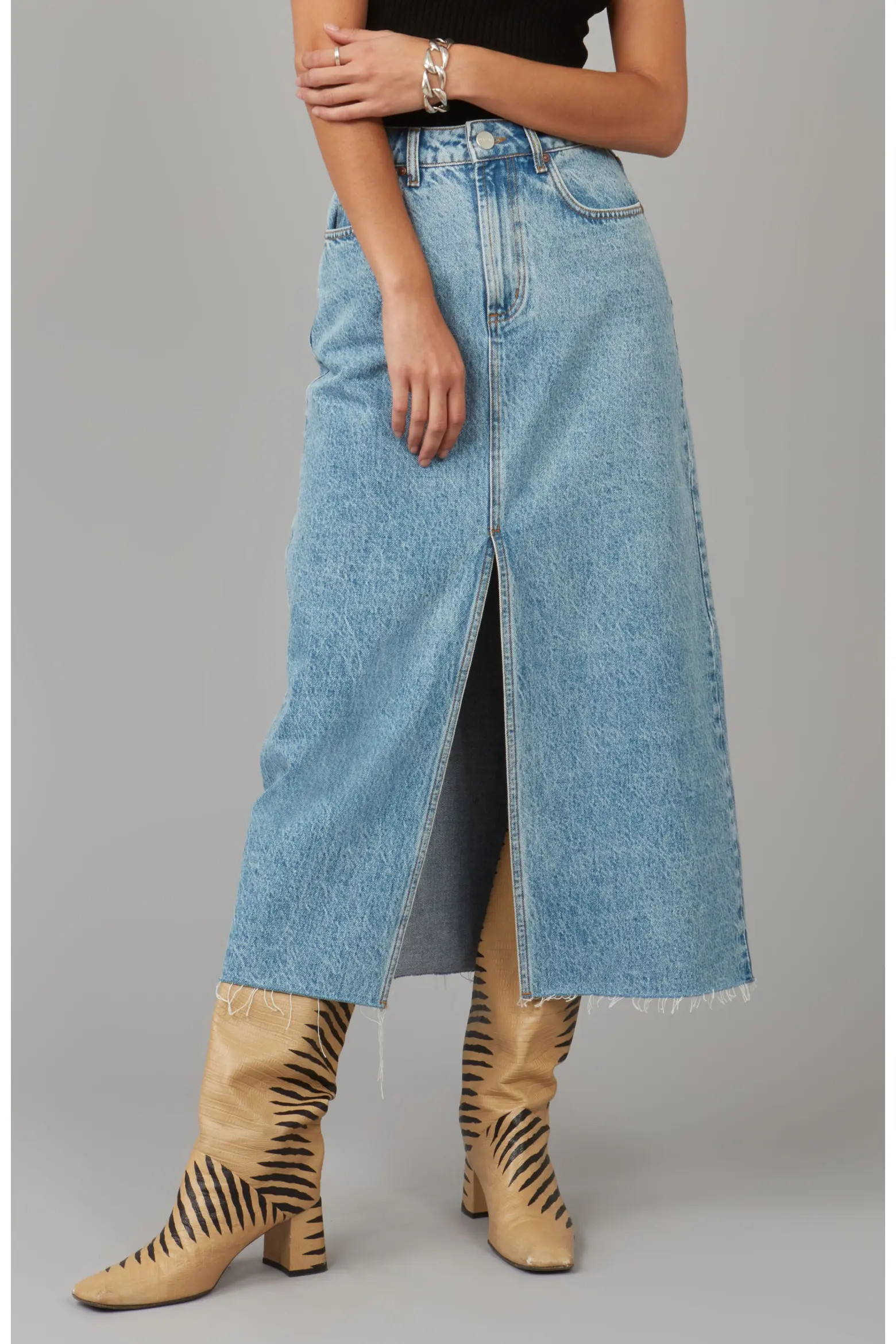 Lola Denim Halston High Rise Maxi Skirt (Women) | Nordstrom | Nordstrom