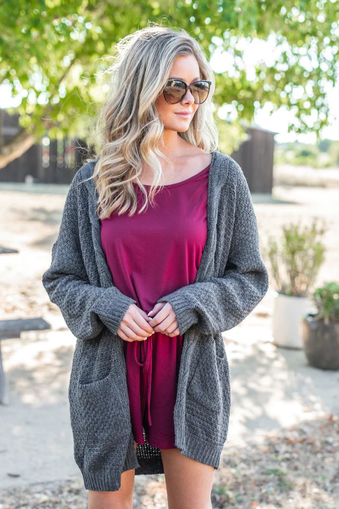Somebody To Love Gray Cable Knit Cardigan | The Mint Julep Boutique
