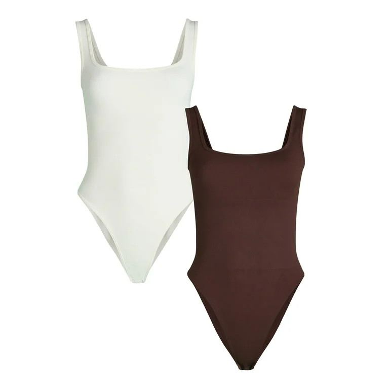 Joyspun Women's Seamless Slimming Tank Bodysuit, 2-Pack, Sizes XS-XXXL | Walmart (US)