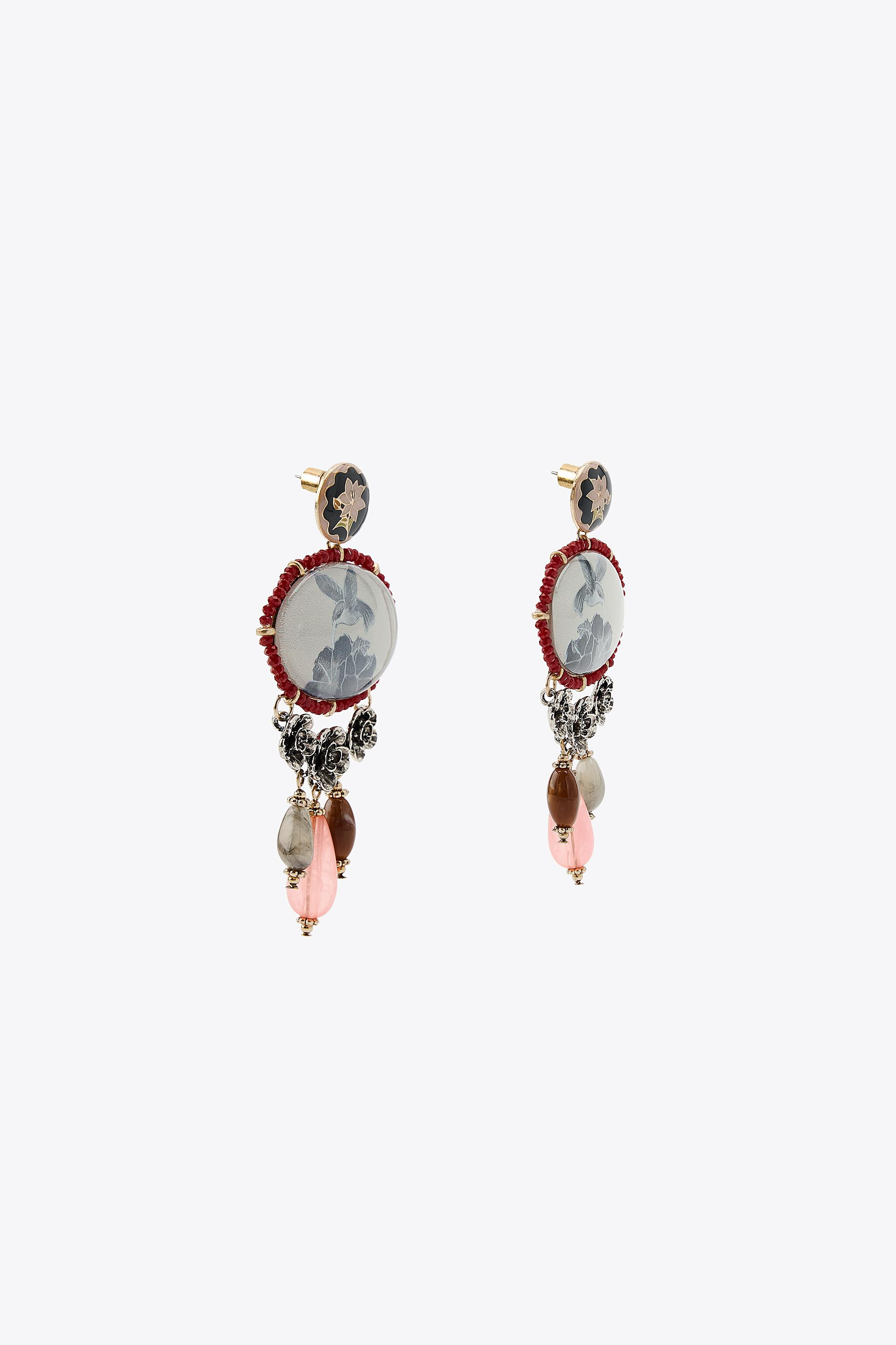 RESIN STONE CHARM EARRINGS | Zara UK