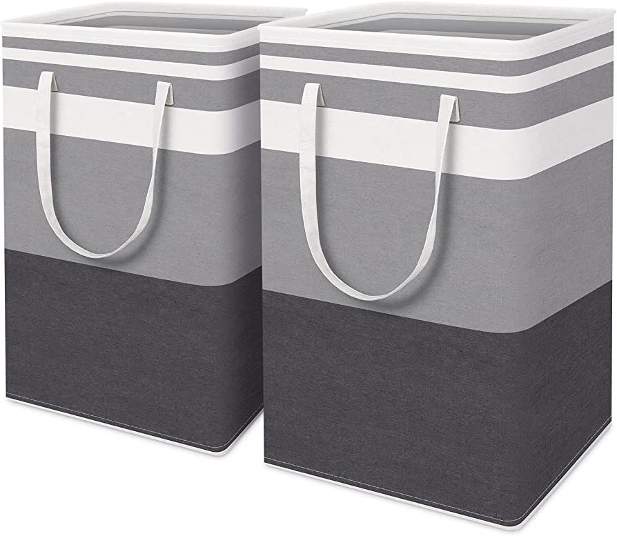 HomeHacks 2-Pack Large Laundry Basket, Waterproof, Freestanding Laundry Hamper, Collapsible Tall ... | Amazon (US)