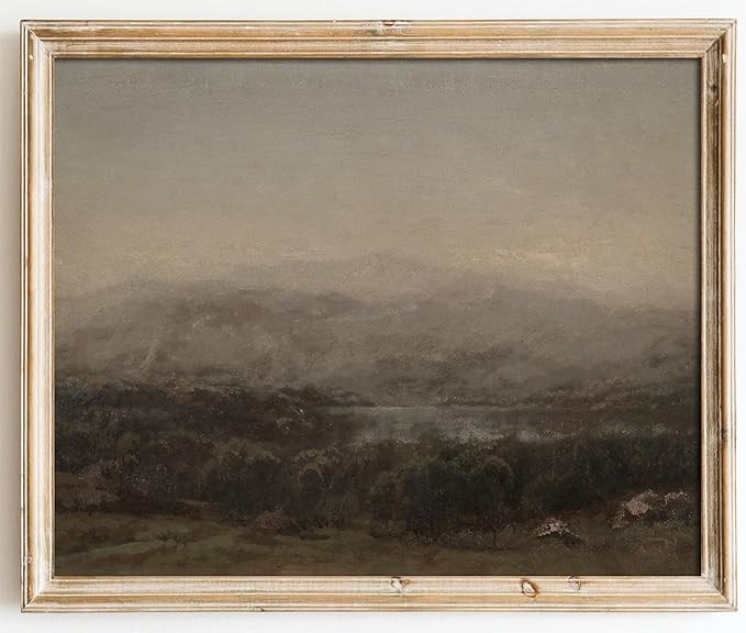 Kizbok Vintage Landscape Wall Art Decor, Moody Dark Green Scenery Canvas Oil Painting Prints for ... | Amazon (US)