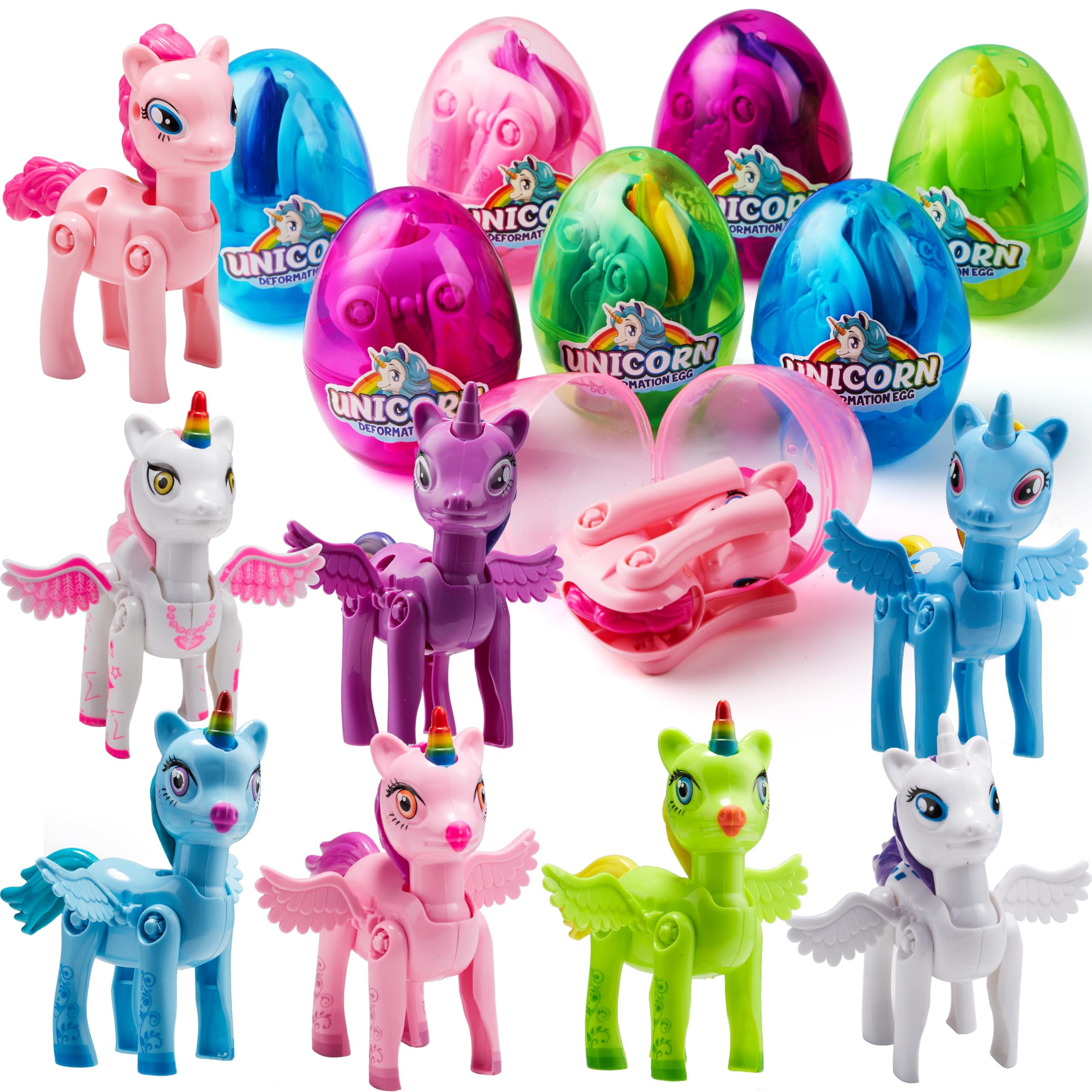 JOYIN 8 Pack Pre Filled 3.5" Easter Egg with Unicorn Deformation Toys, Easter Party Favor for Gir... | Amazon (US)