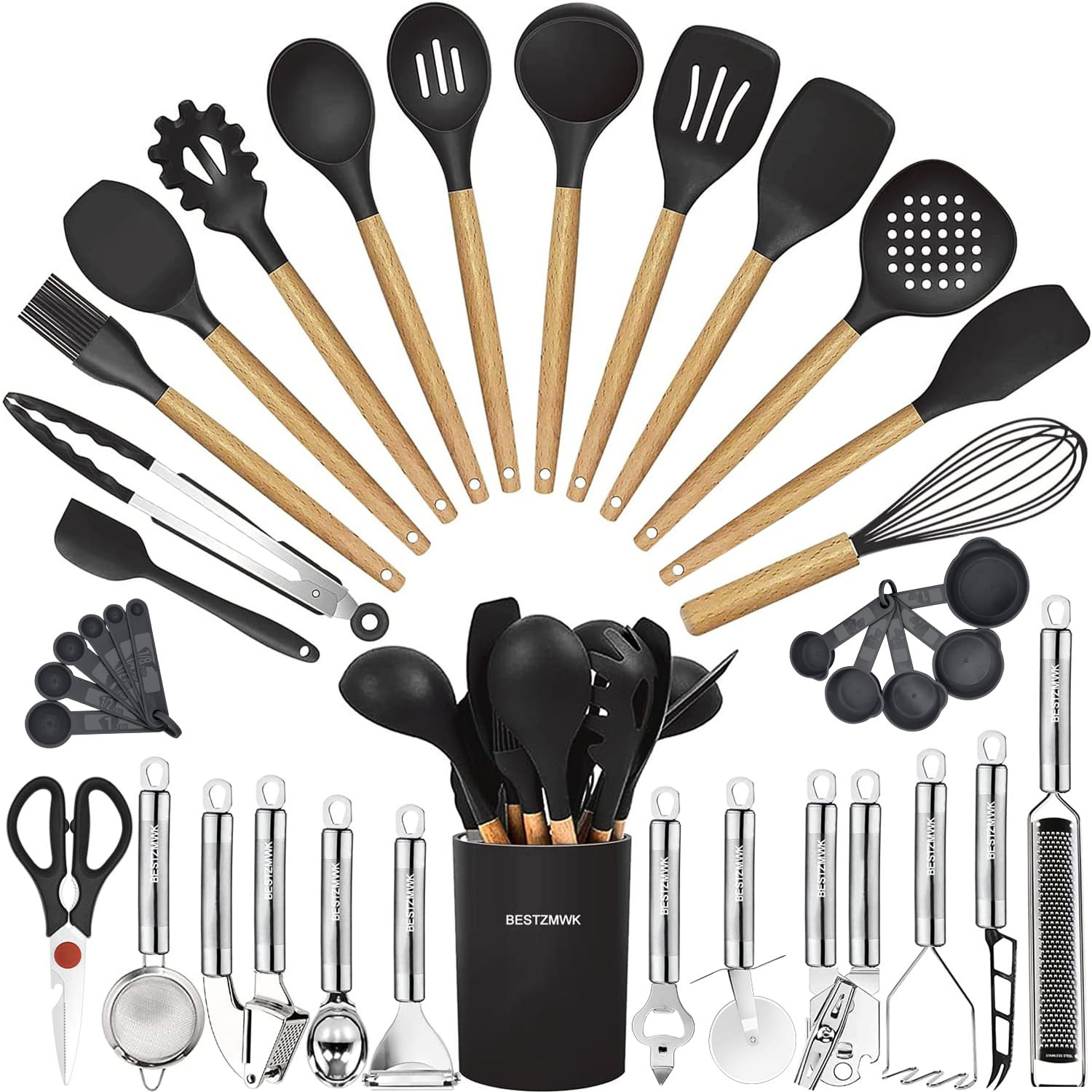 Kitchen Utensils Set- 35 PCs Cooking Utensils with Grater,Tongs, Spoon Spatula &Turner Made of He... | Amazon (US)