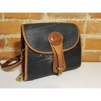 Dooney & Bourke Purse // 80's Logo Dark Midnight Navy Blue Brown Purse Preppy Yuppie Gold Designer 9 | Etsy (US)