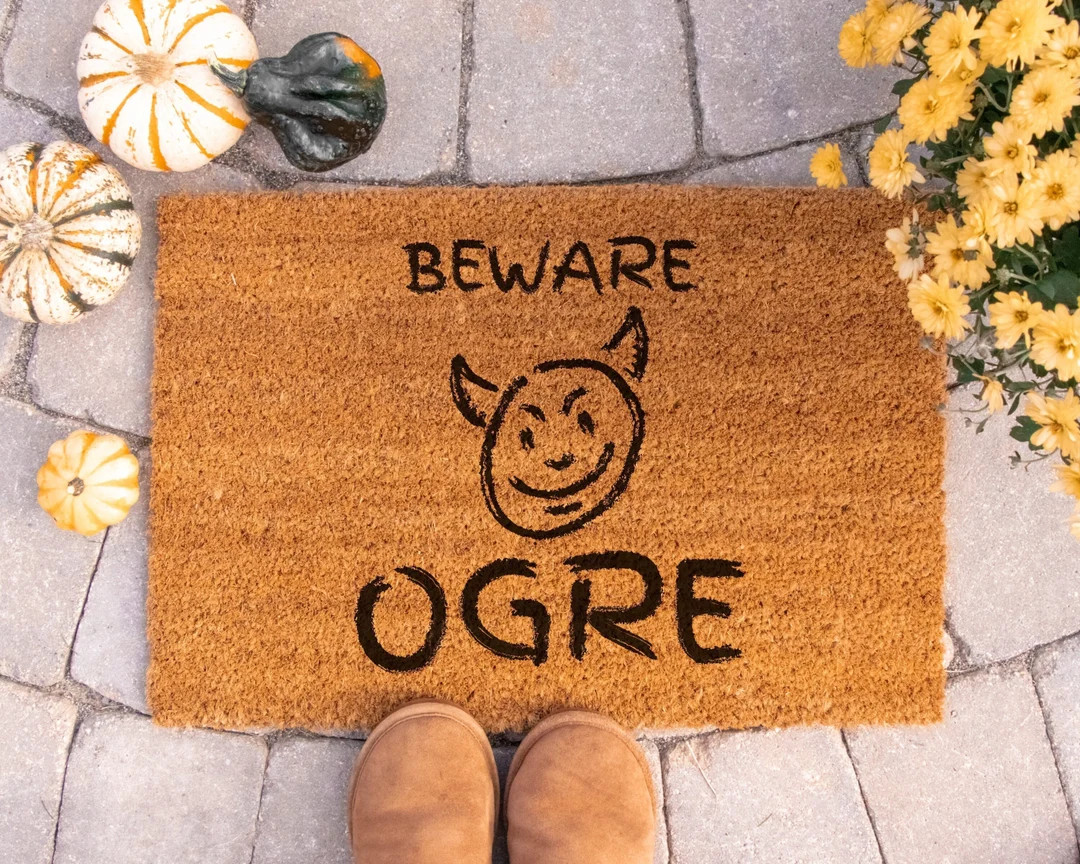 Golden Coir Doormat: Beware Ogre Durable Entryway Rug for Apartment or Home Coir Bristle Top and ... | Etsy (US)