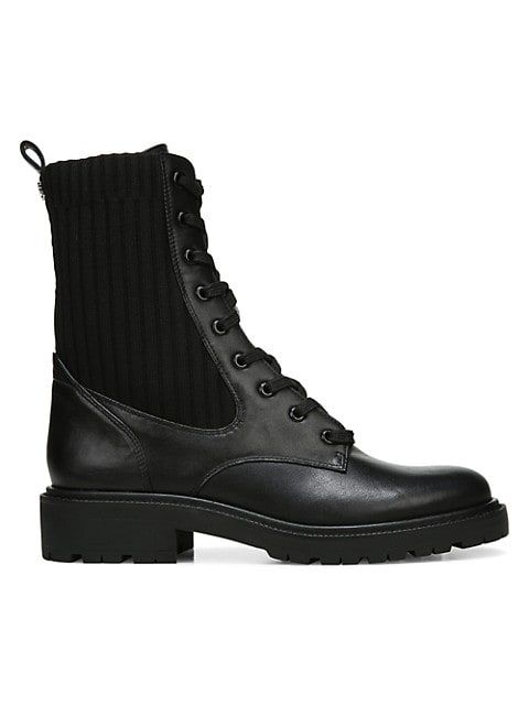 Lydell Lug-Sole Leather &amp; Knit Combat Boots | Saks Fifth Avenue
