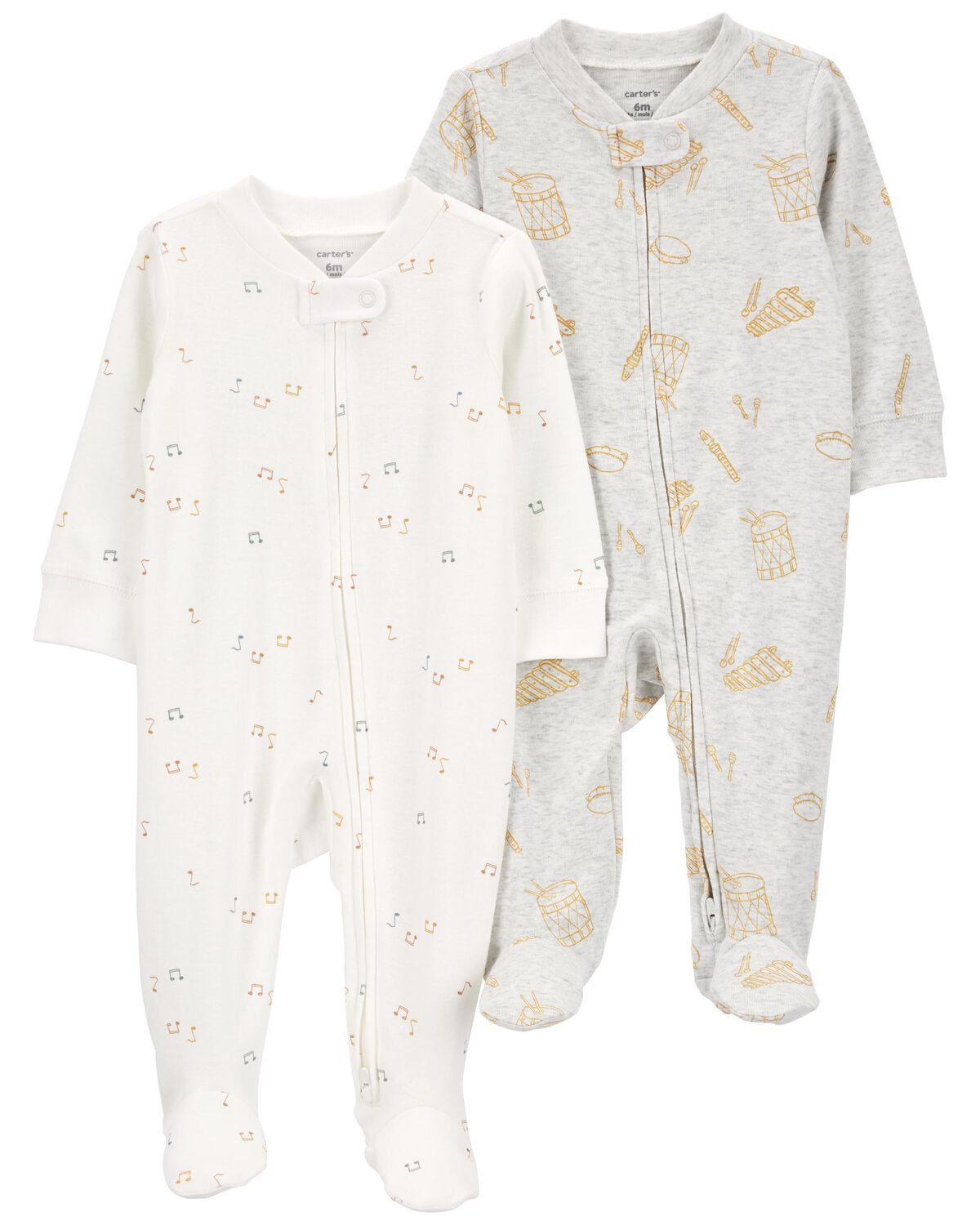 White/Grey Baby 2-Pack 2-Way Zip Cotton Blend Sleep & Play Pajamas | carters.com | Carter's