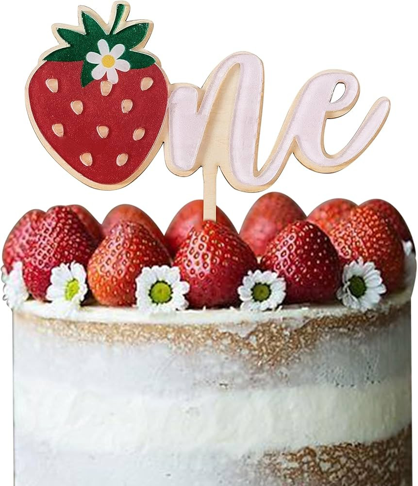 Strawberry Wood Cake Topper - Acrylic Sweet One Theme Party Decorations,1st Birthday Supplies,Str... | Amazon (US)