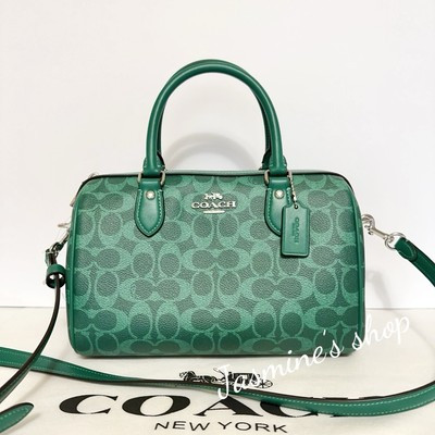 NWT Coach Medium Rowan Satchel Bag In Signature Canvas CV961 Bright Jade | eBay | eBay US