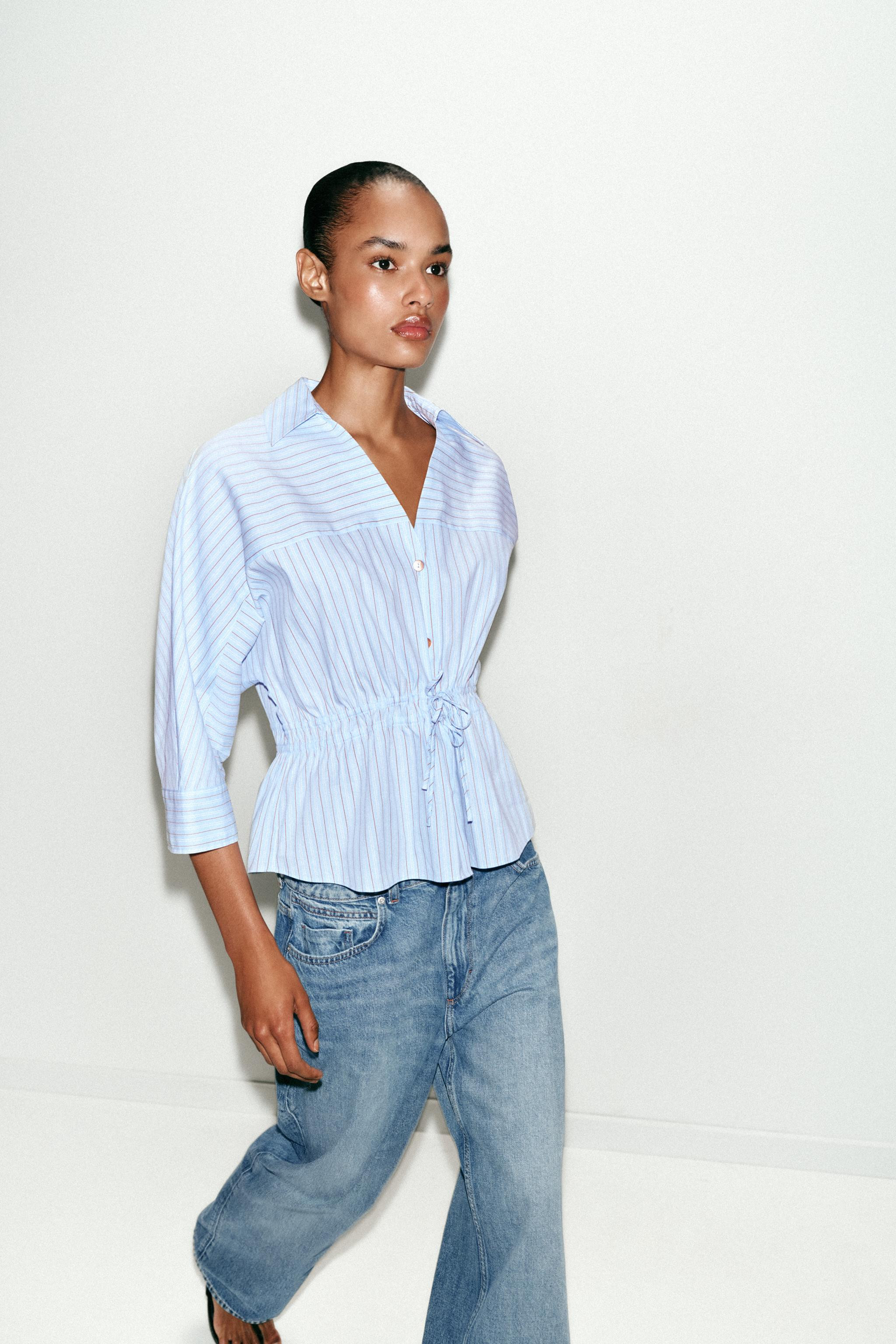 STRIPED SHIRT WITH BOWS | Zara UK