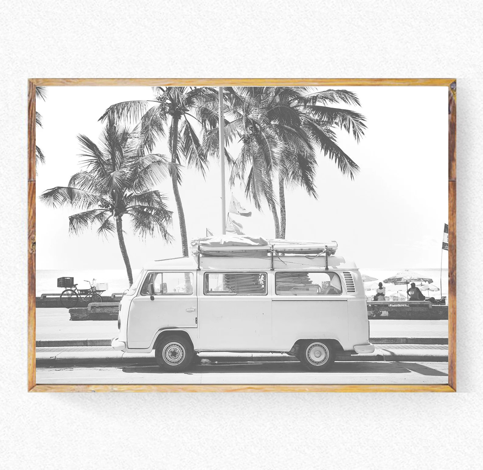 VW Bus Decor, Boys Room Decor, Retro Van Print, VW Bus on the beach, Beach Printables, VW Retro C... | Etsy (US)